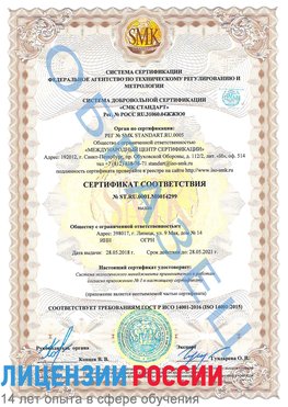 Образец сертификата соответствия Анна Сертификат ISO 14001
